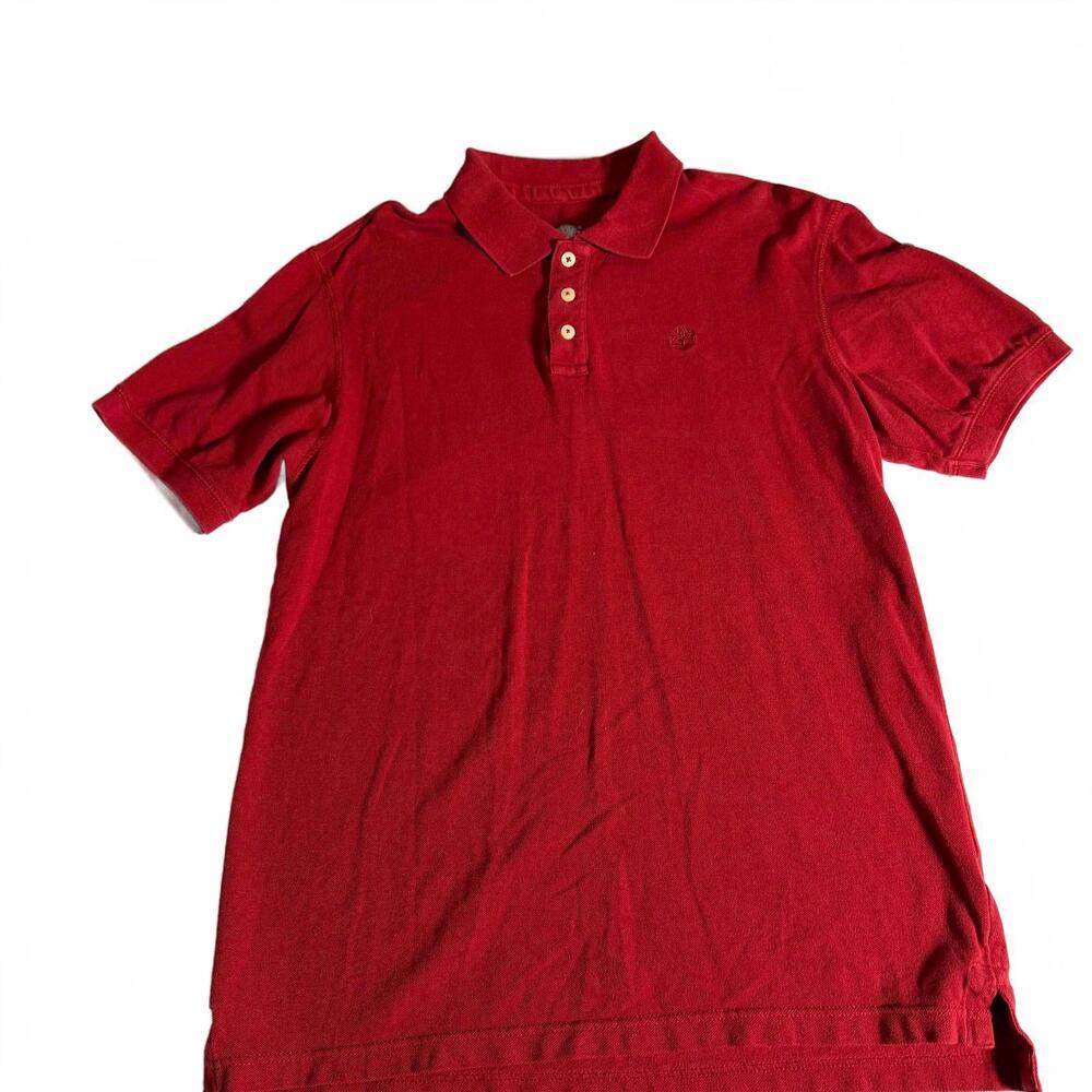 TIMBERLAND Red Cotton Polo Shirt Vintage. Men's Size Large